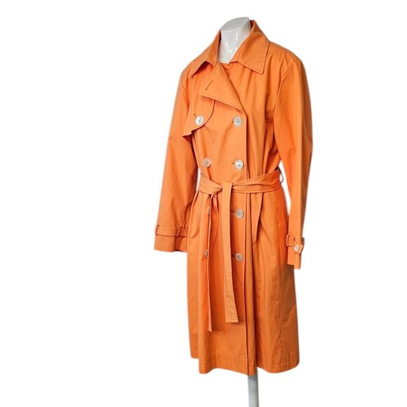 RIANI Womens Longline Trench Double Breasted Belted Jacket Orange Size 38/US 8 - Picture 11 of 11